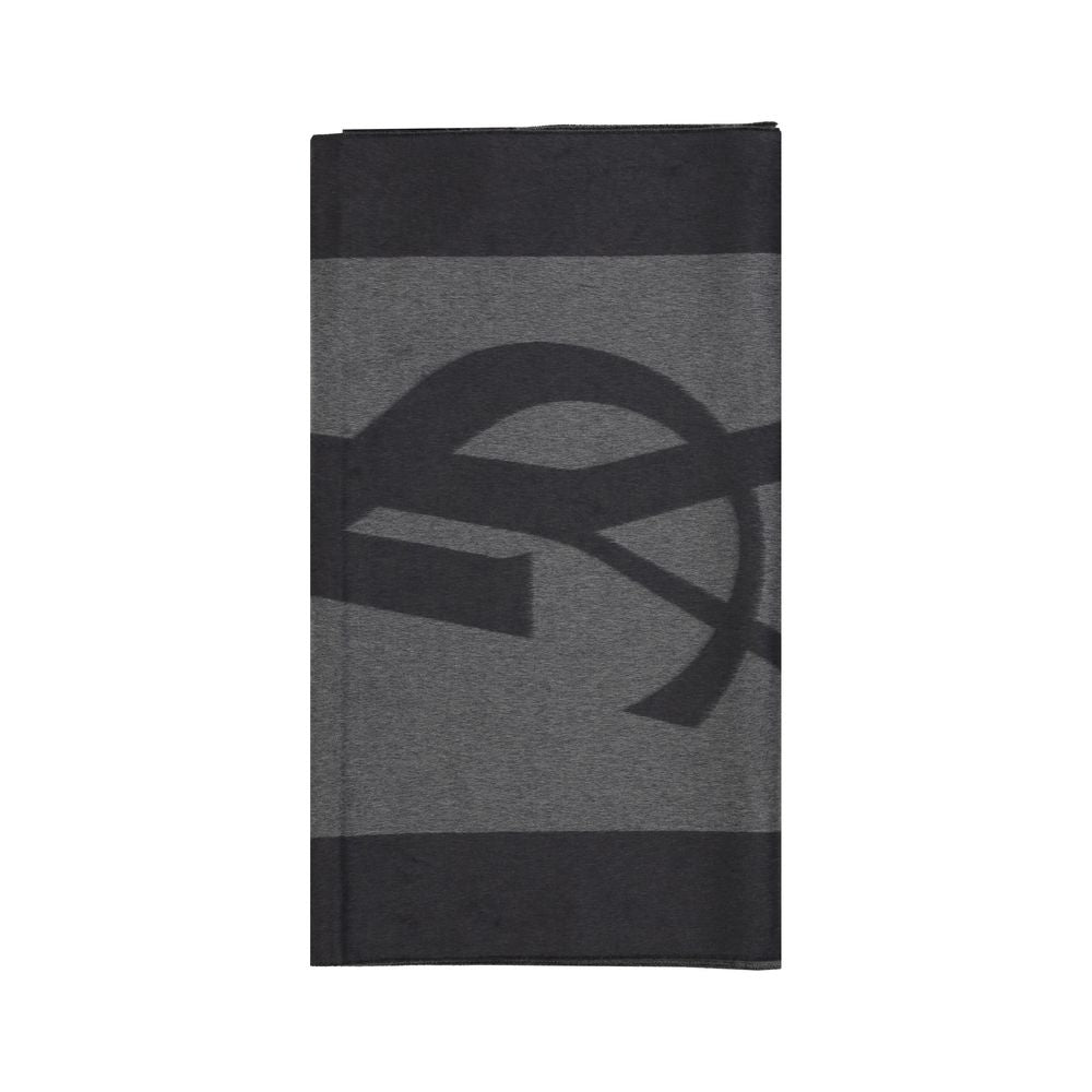 Saint Laurent Cassandre Gray Silk Scarf 50 x 215 cm