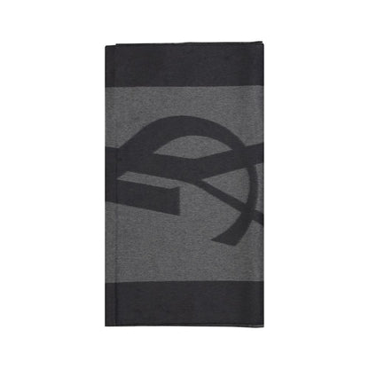 Saint Laurent Cassandre Gray Silk Scarf 50 x 215 cm