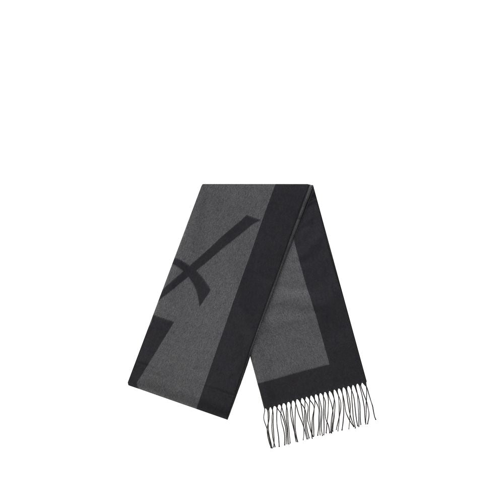 Saint Laurent Cassandre Gray Silk Scarf 50 x 215 cm