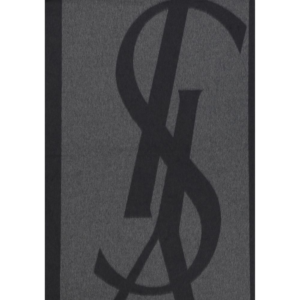 Saint Laurent Cassandre Gray Silk Scarf 50 x 215 cm