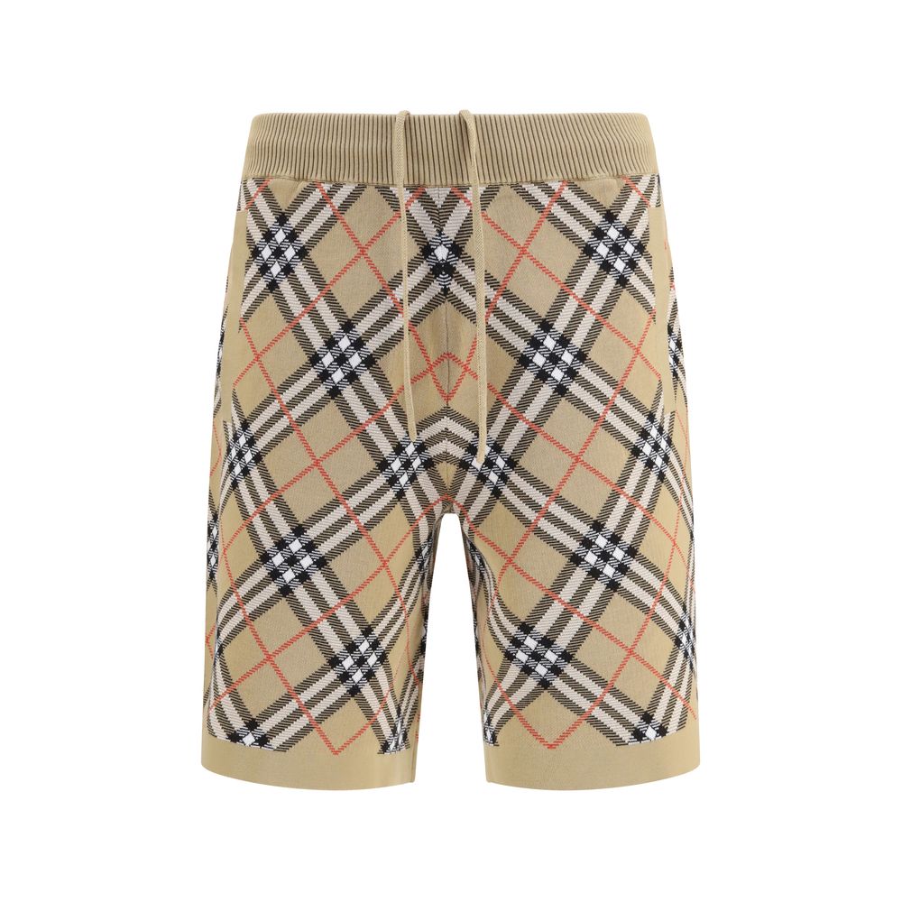 Burberry Beige Cotton Check Gawain Shorts