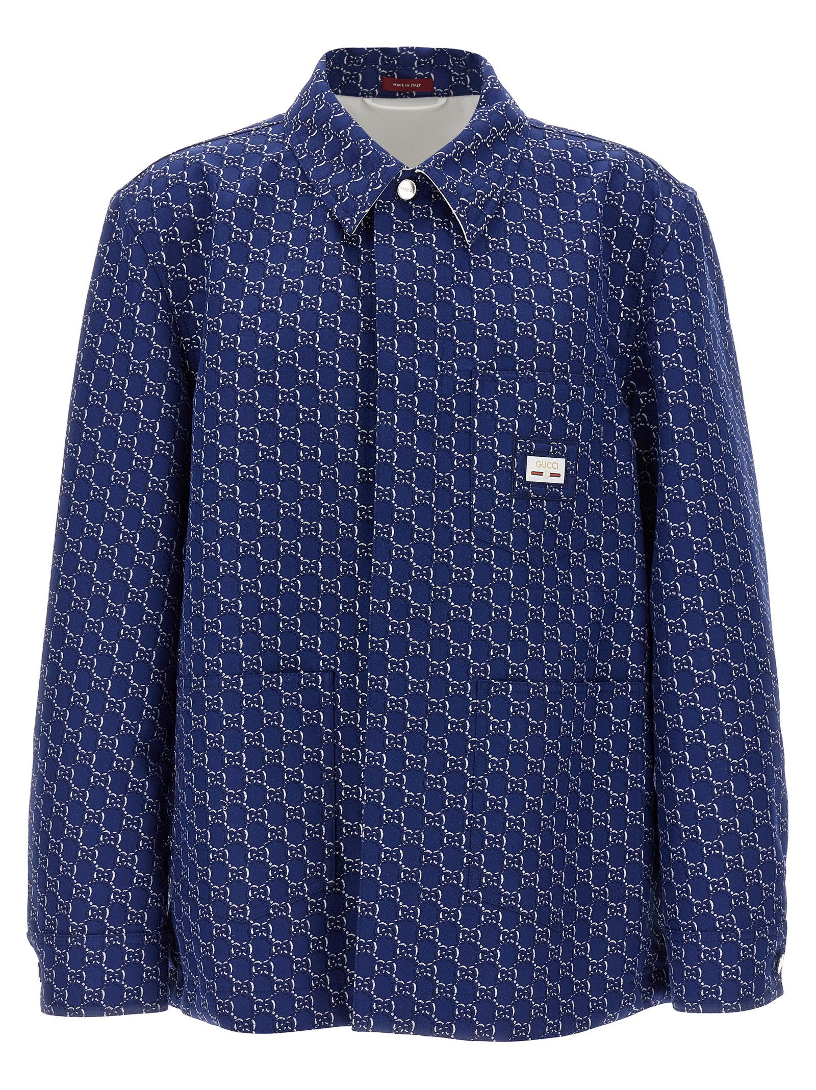 Gucci Blue Jacquard Cotton Biker Jacket