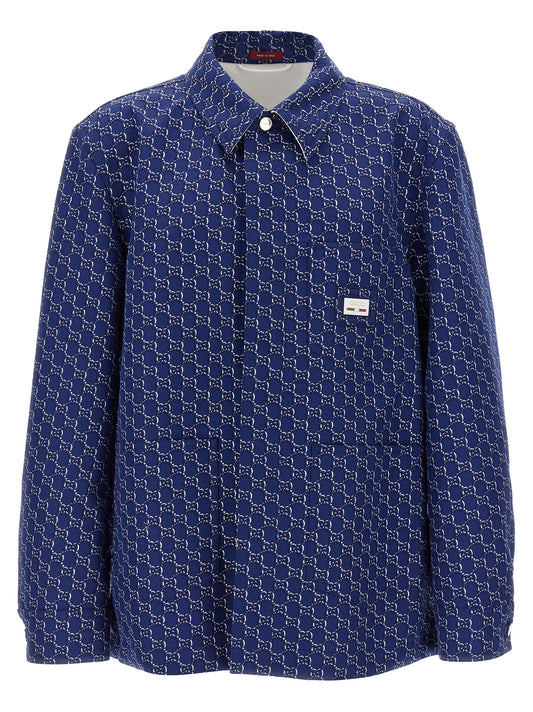 Gucci Blue Jacquard Cotton Biker Jacket