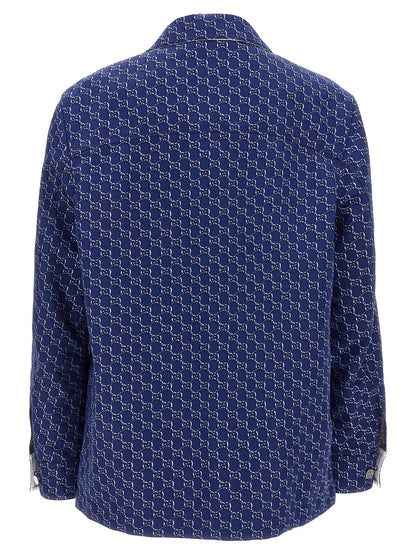 Gucci Blue Jacquard Cotton Biker Jacket