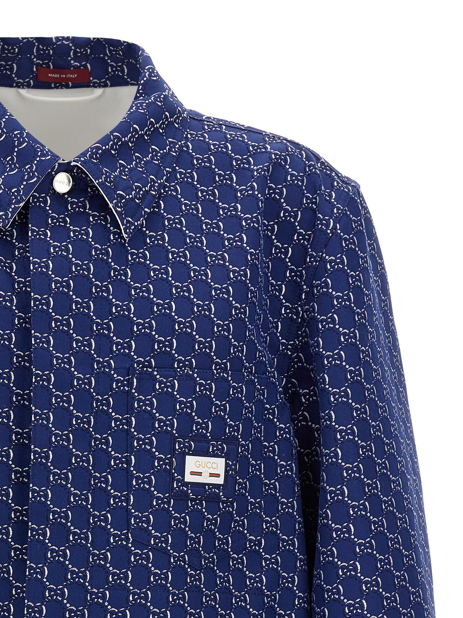 Gucci Blue Jacquard Cotton Biker Jacket
