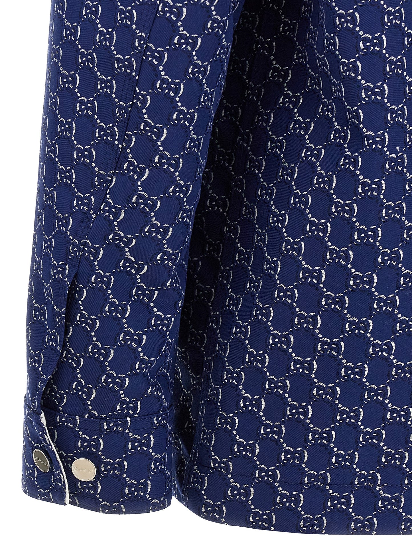 Gucci Blue Jacquard Cotton Biker Jacket