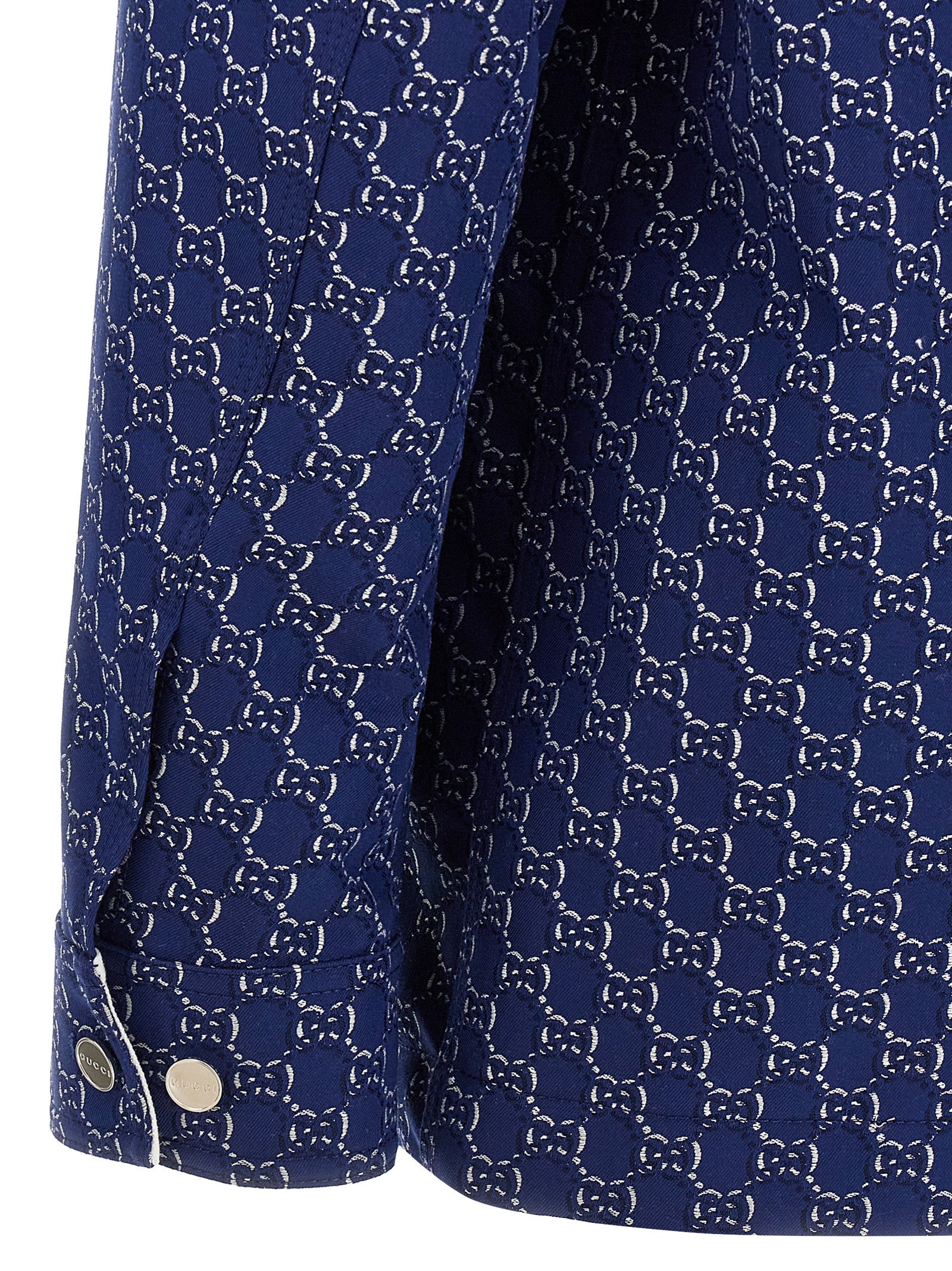 Gucci Blue Jacquard Cotton Biker Jacket
