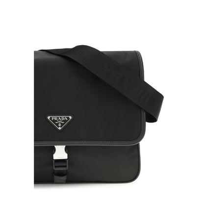 Prada Black Recycled Polyamide Re-Nylon and Saffiano Shoulder Bag