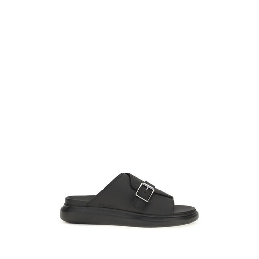 Alexander McQueen Black Leather Buckle Slide Hybrid Sandals
