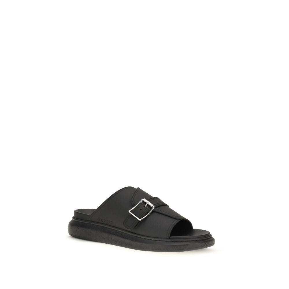 Alexander McQueen Black Leather Buckle Slide Hybrid Sandals