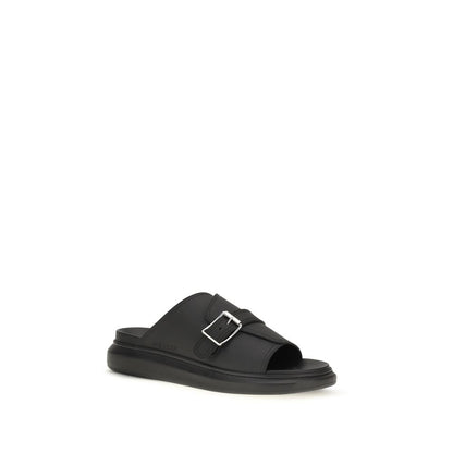 Alexander McQueen Black Leather Buckle Slide Hybrid Sandals