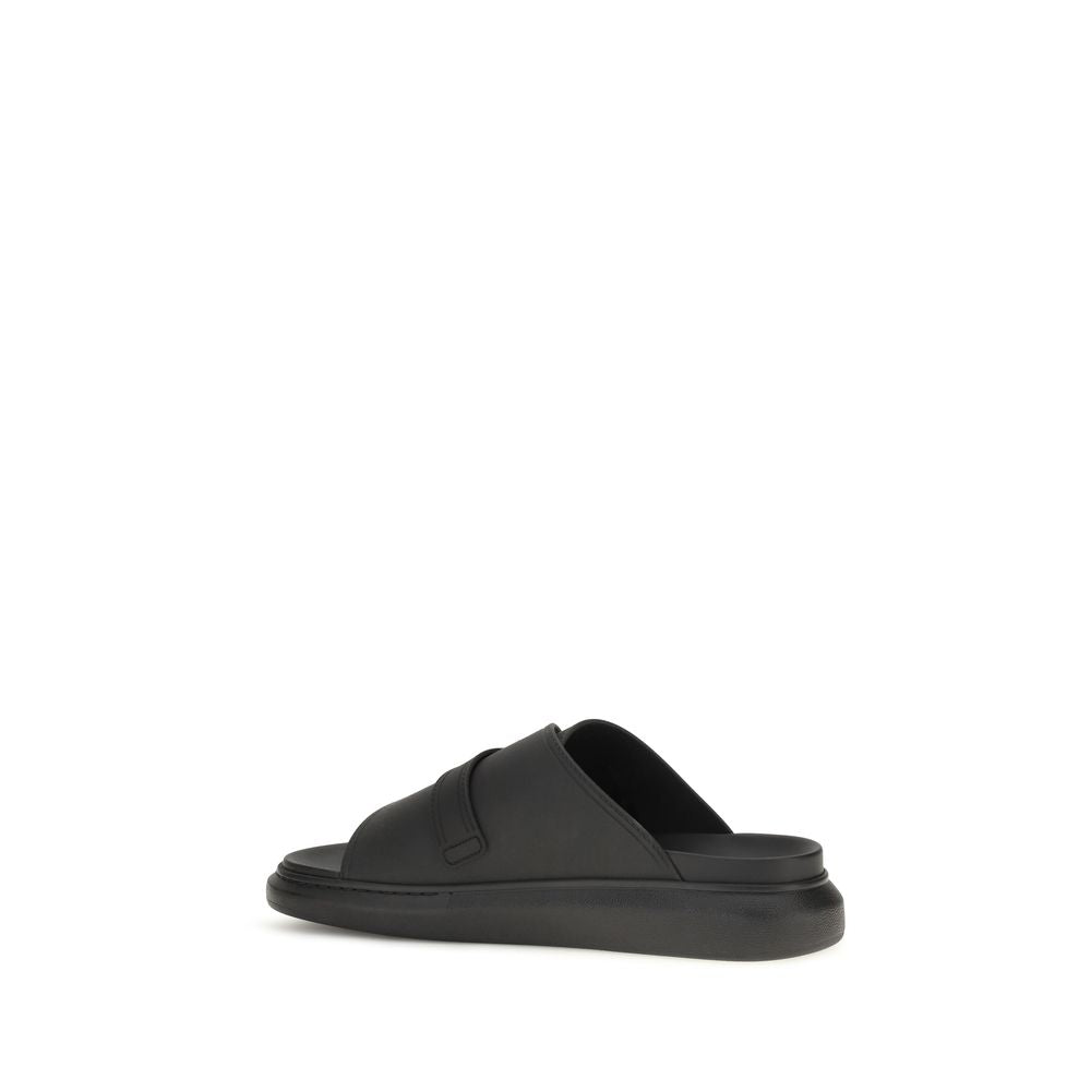 Alexander McQueen Black Leather Buckle Slide Hybrid Sandals