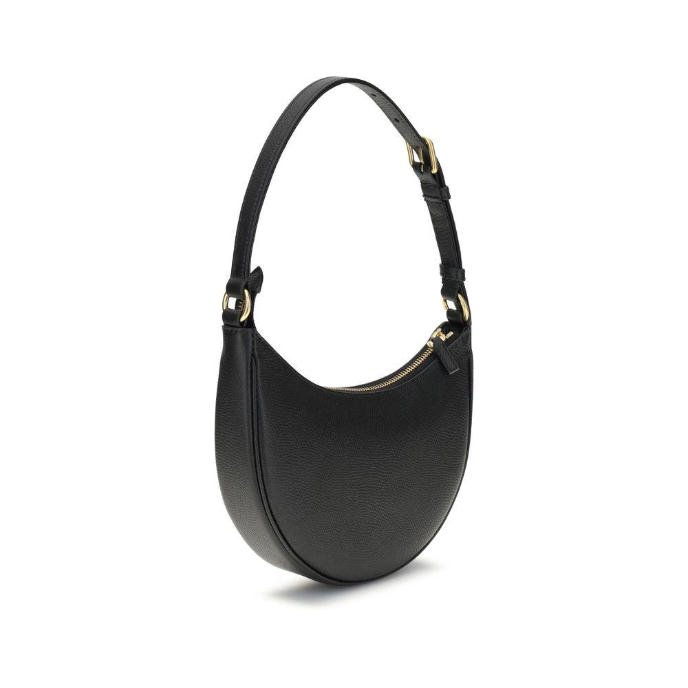 Valentino Garavani Black Calf Leather Mini Hobo VLogo Signature Shoulder Bag