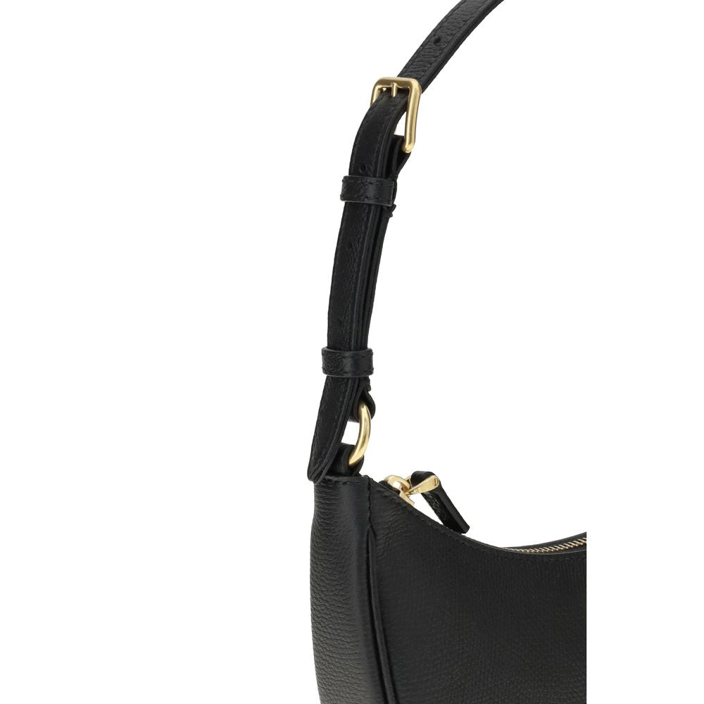 Valentino Garavani Black Calf Leather Mini Hobo VLogo Signature Shoulder Bag