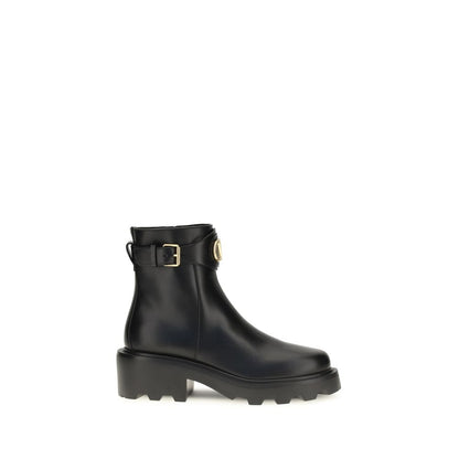 Valentino Garavani Black Leather VLogo Signature 55mm Ankle Boots