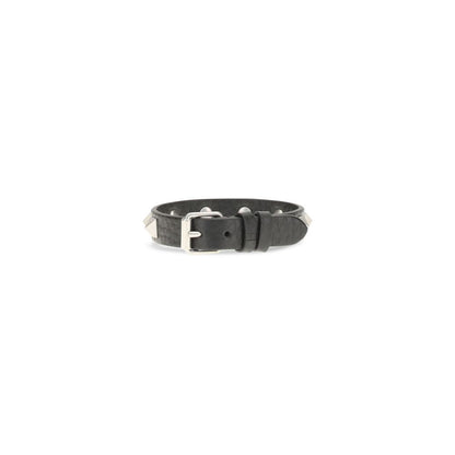 Valentino Garavani Black Calf Leather Rockstud Bracelet