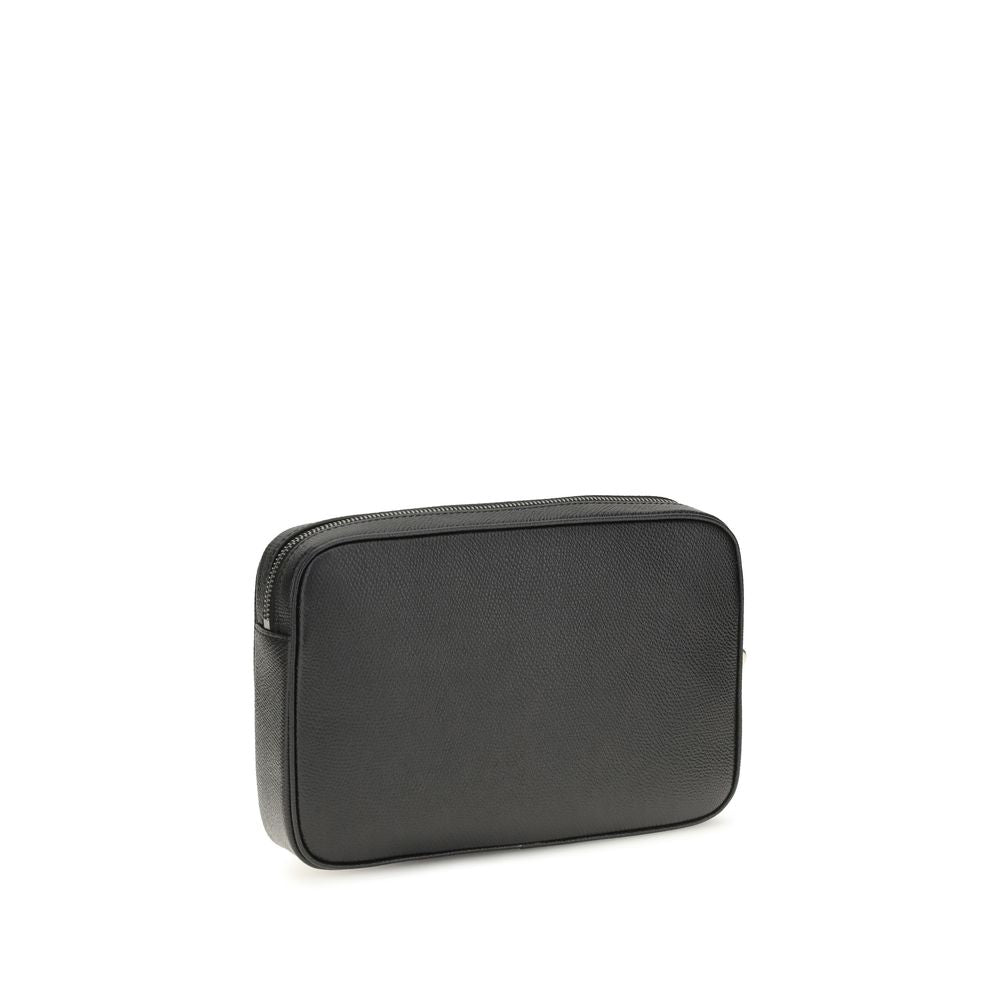 Valentino Garavani Black Calf Leather VLogo Signature Pouch Wallet