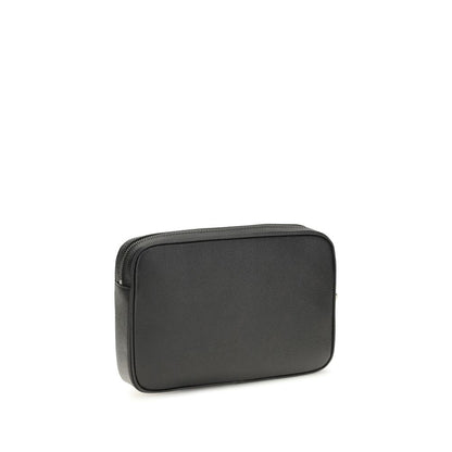 Valentino Garavani Black Calf Leather VLogo Signature Pouch Wallet