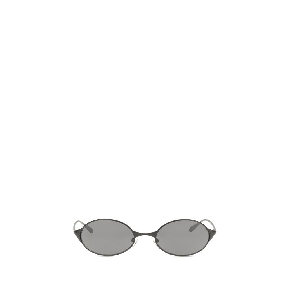 Alexander McQueen Women’s Sunglasses – Gray Metal Oval Frame, Brown Lenses