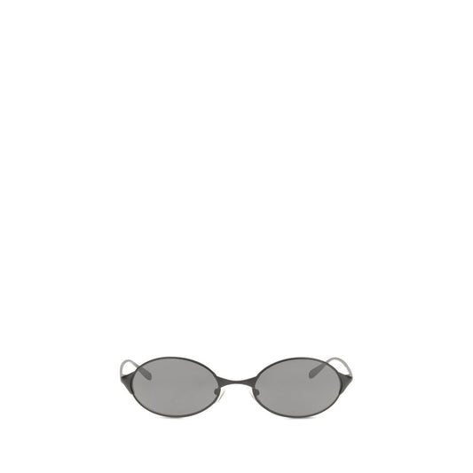 Alexander McQueen Women’s Sunglasses – Gray Metal Oval Frame, Brown Lenses