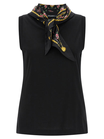 Dolce & Gabbana Black Cotton Sleeveless T-Shirt