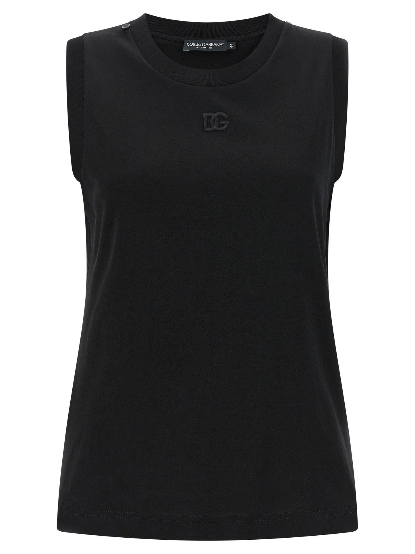 Dolce & Gabbana Black Cotton Sleeveless T-Shirt