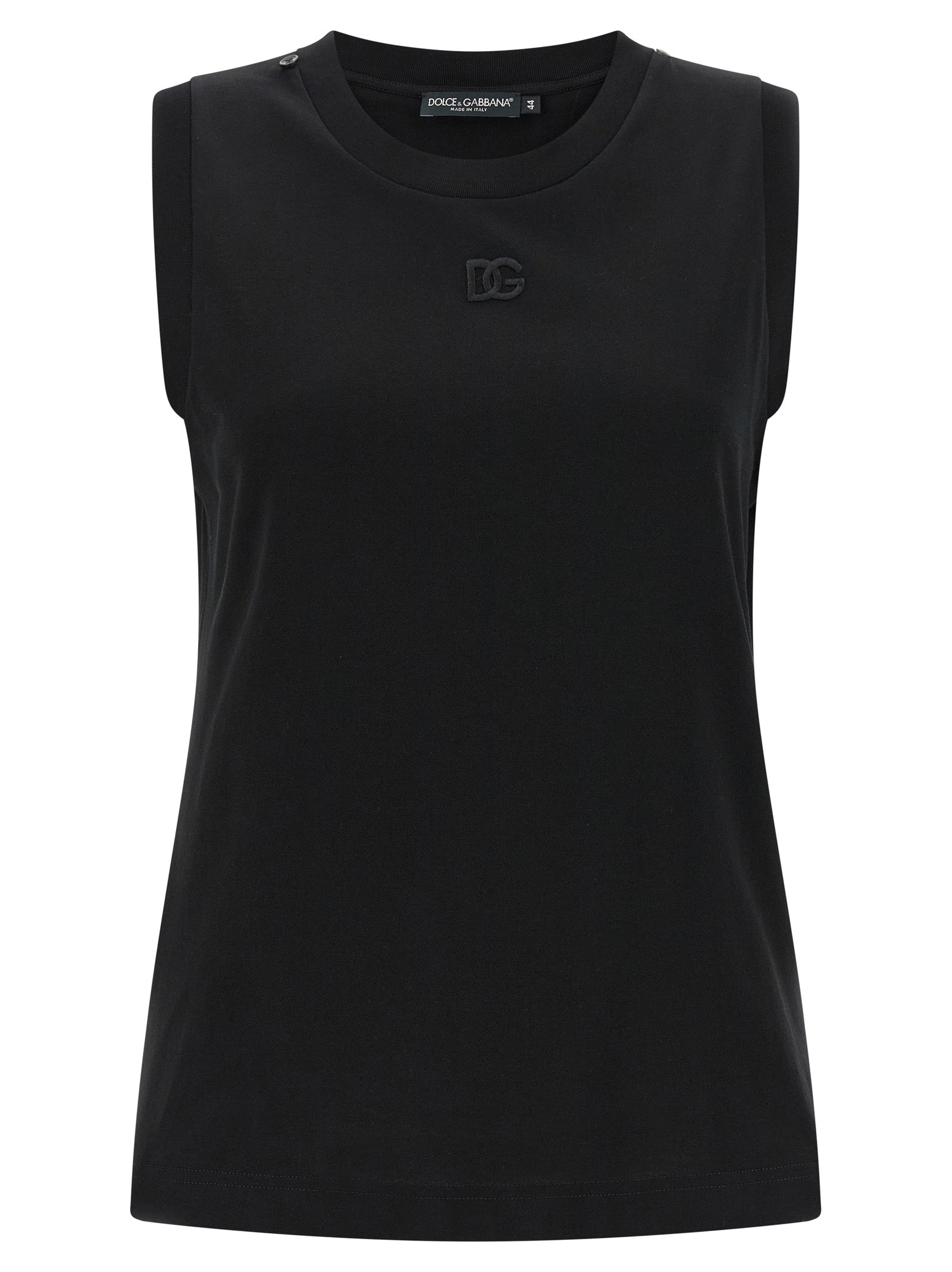 Dolce & Gabbana Black Cotton Sleeveless T-Shirt