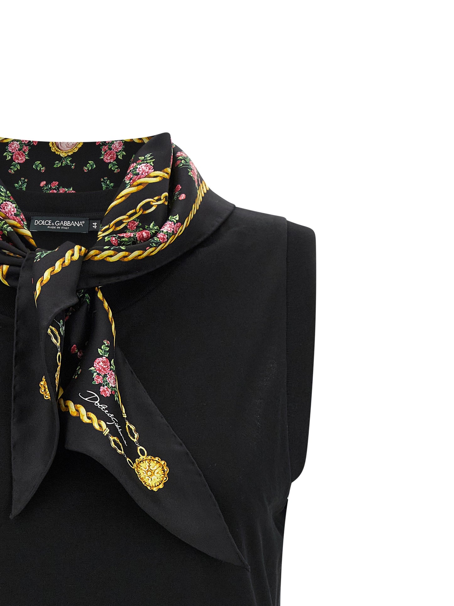 Dolce & Gabbana Black Cotton Sleeveless T-Shirt