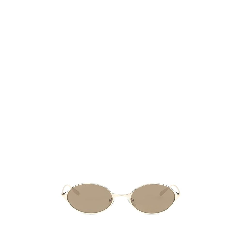 Alexander McQueen Women’s Sunglasses – Gold Oval Frame, Brown Lenses