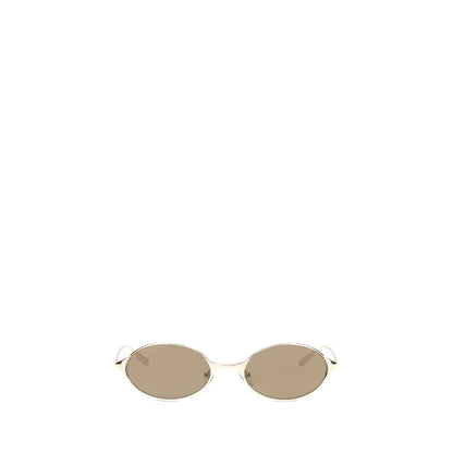 Alexander McQueen Women’s Sunglasses – Gold Oval Frame, Brown Lenses