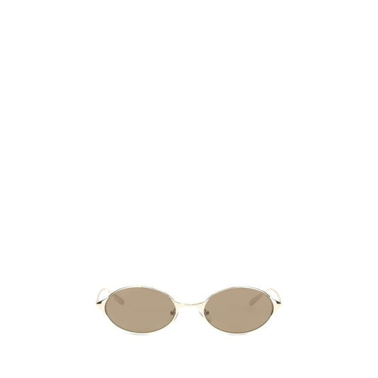 Alexander McQueen Women’s Sunglasses – Gold Oval Frame, Brown Lenses