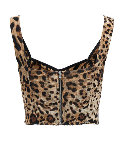 Dolce & Gabbana Leopardo Print Marshal Bustier Top