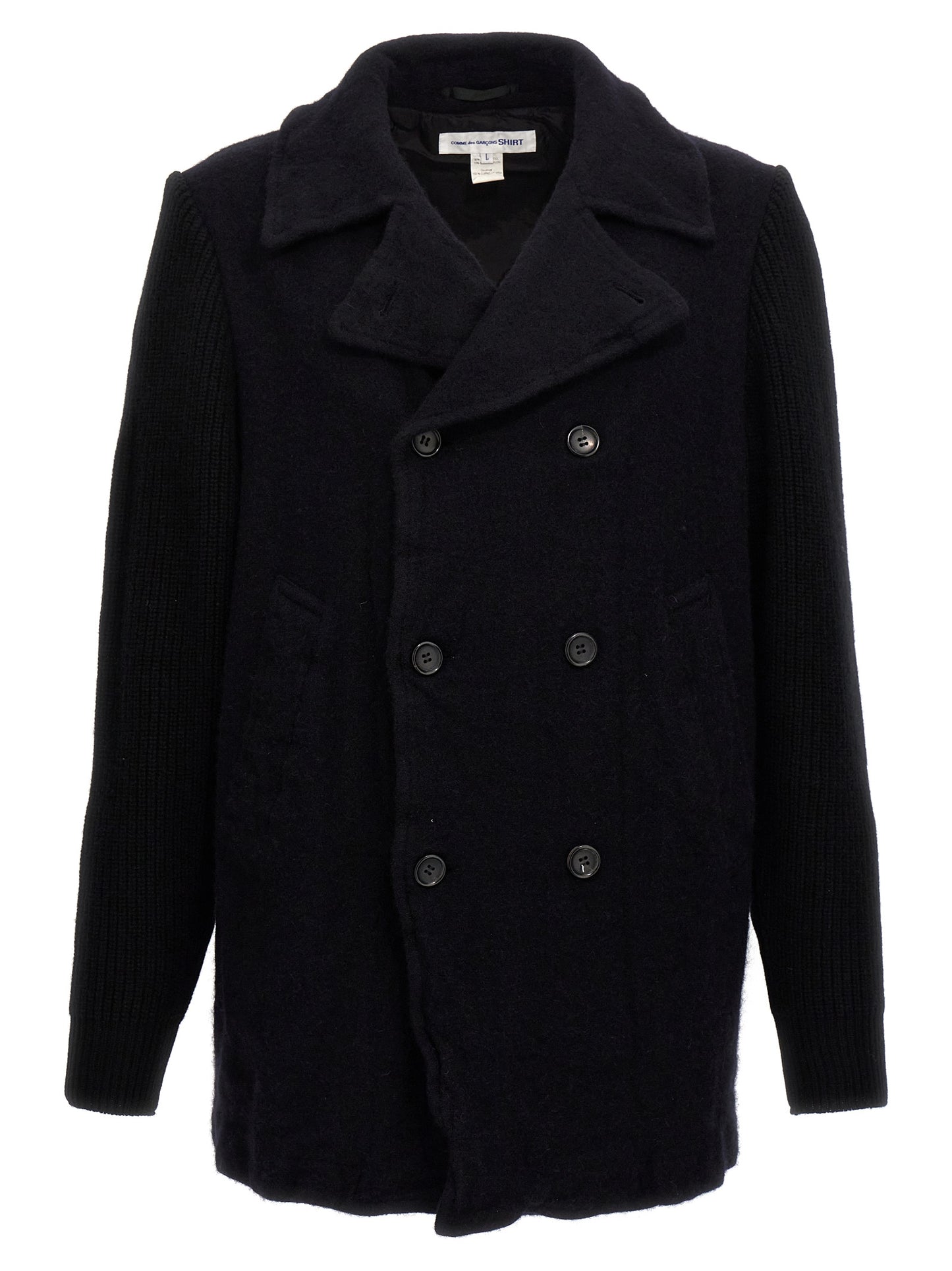 Comme Des Garçons Blue Wool Double-Breasted Coat