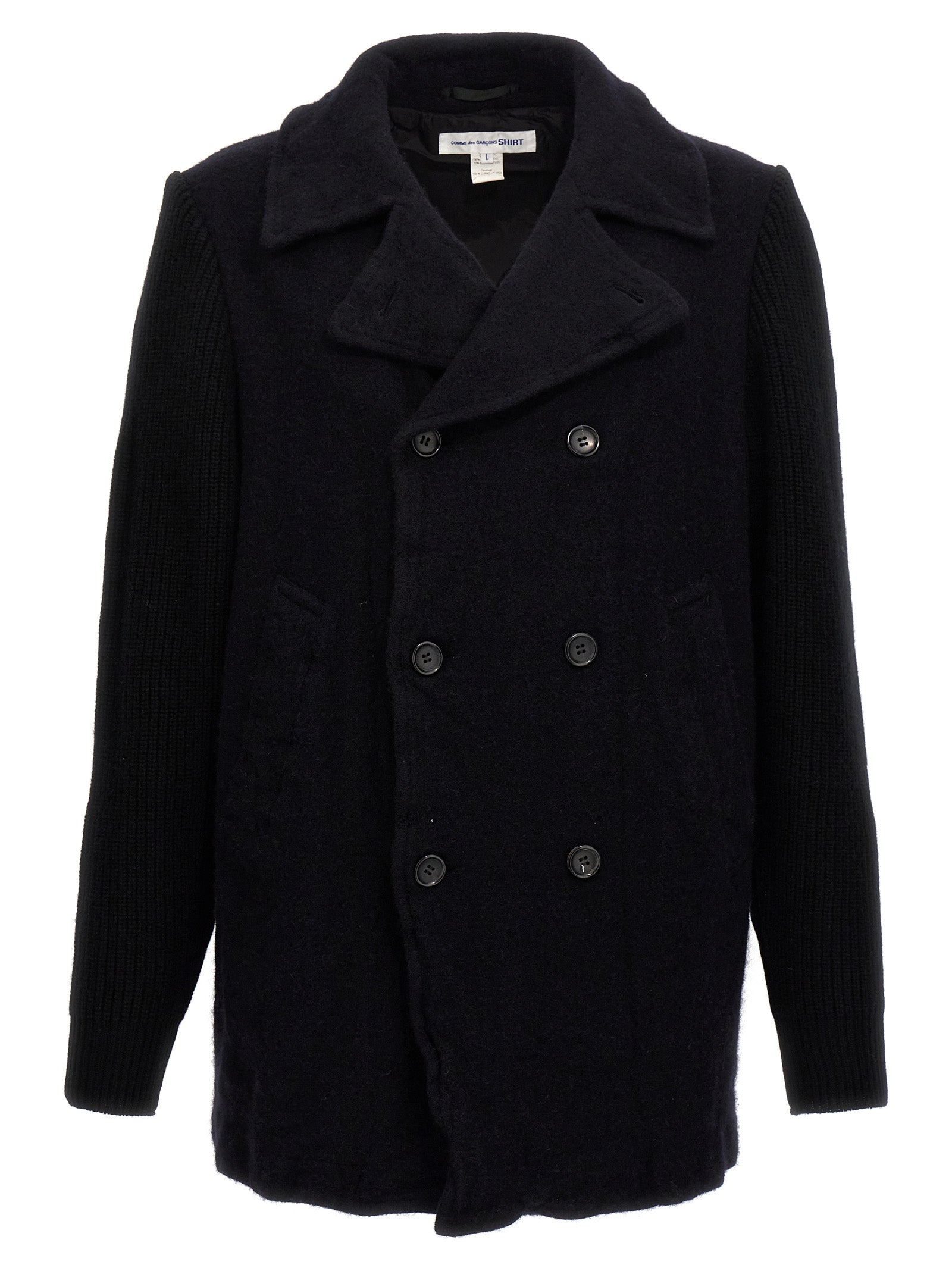 Comme Des Garçons Blue Wool Double-Breasted Coat