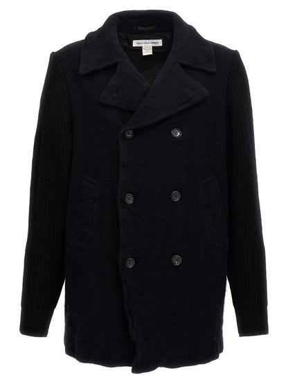 Comme Des Garçons Blue Wool Double-Breasted Coat