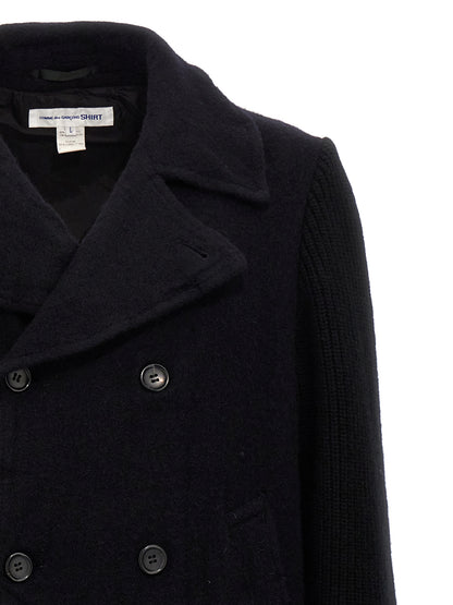 Comme Des Garçons Blue Wool Double-Breasted Coat