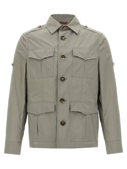 Brunello Cucinelli Bicolor Cotton Shell Jacket - Green