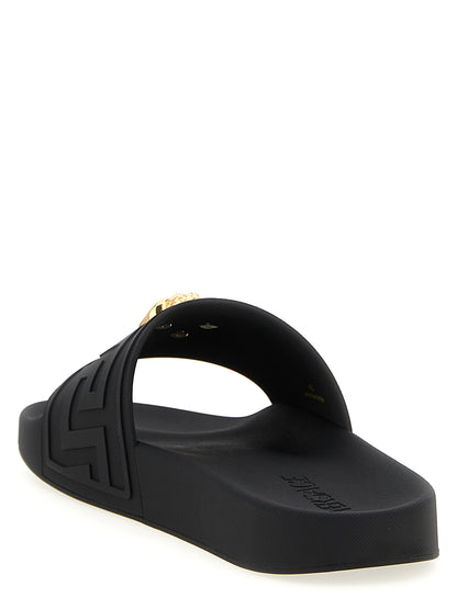 Versace Black Glass Slides