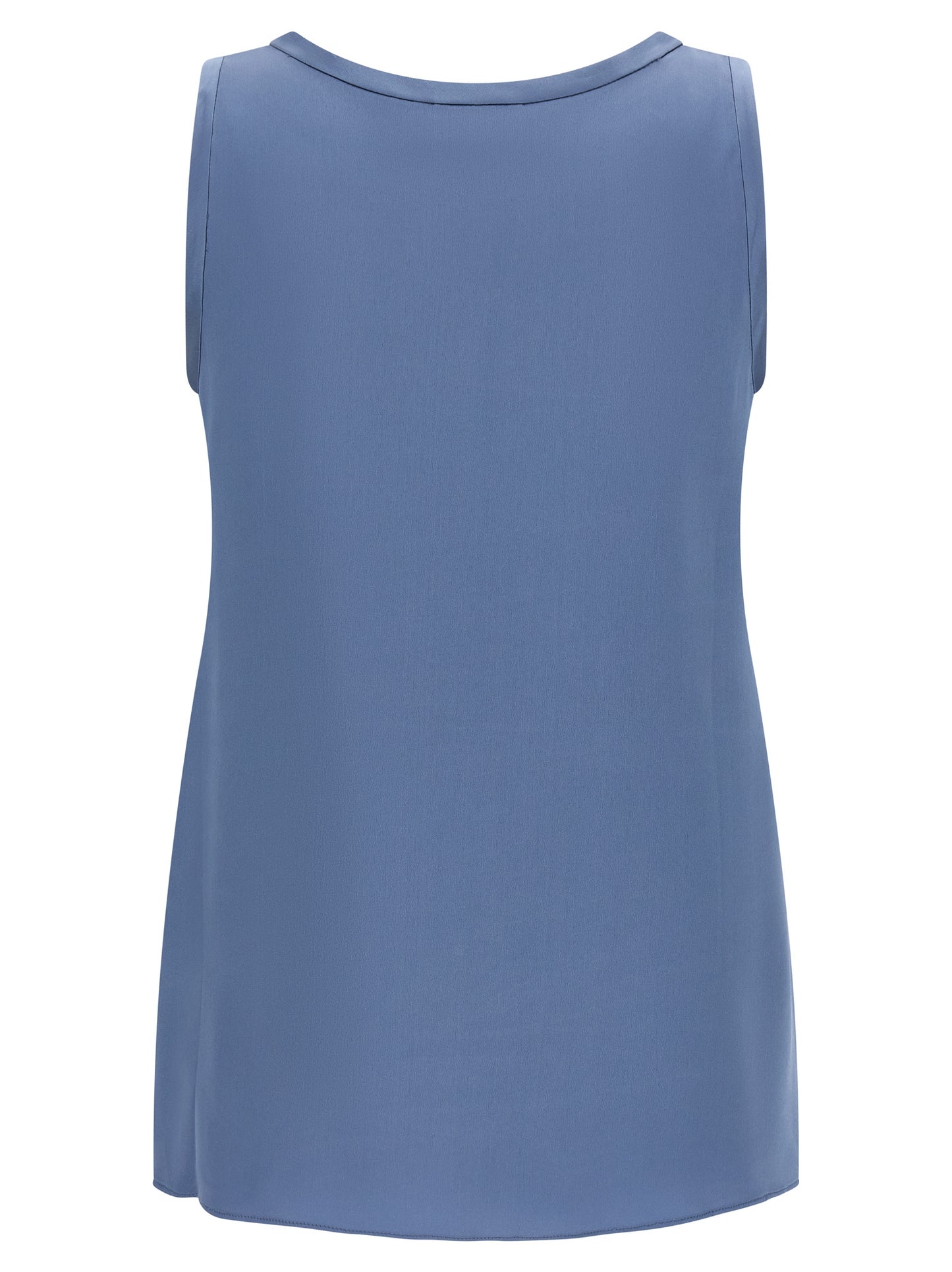 Brunello Cucinelli Blue Silk Sleeveless T-Shirt
