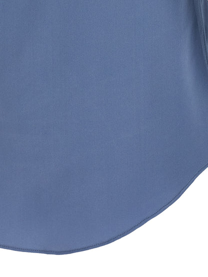 Brunello Cucinelli Blue Silk Sleeveless T-Shirt