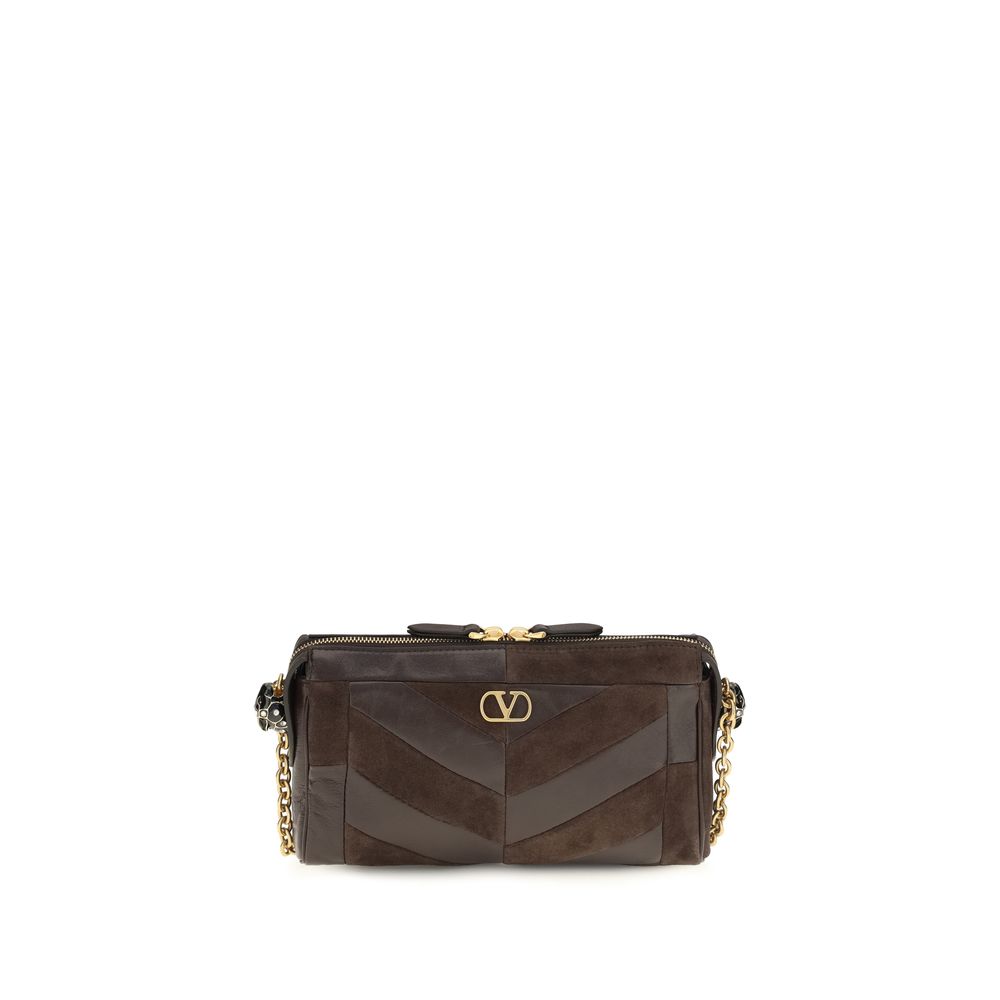 Valentino Garavani Brown Calf Leather Panthea Shoulder Bag