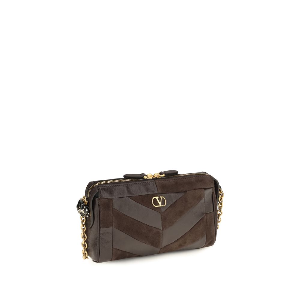 Valentino Garavani Brown Calf Leather Panthea Shoulder Bag