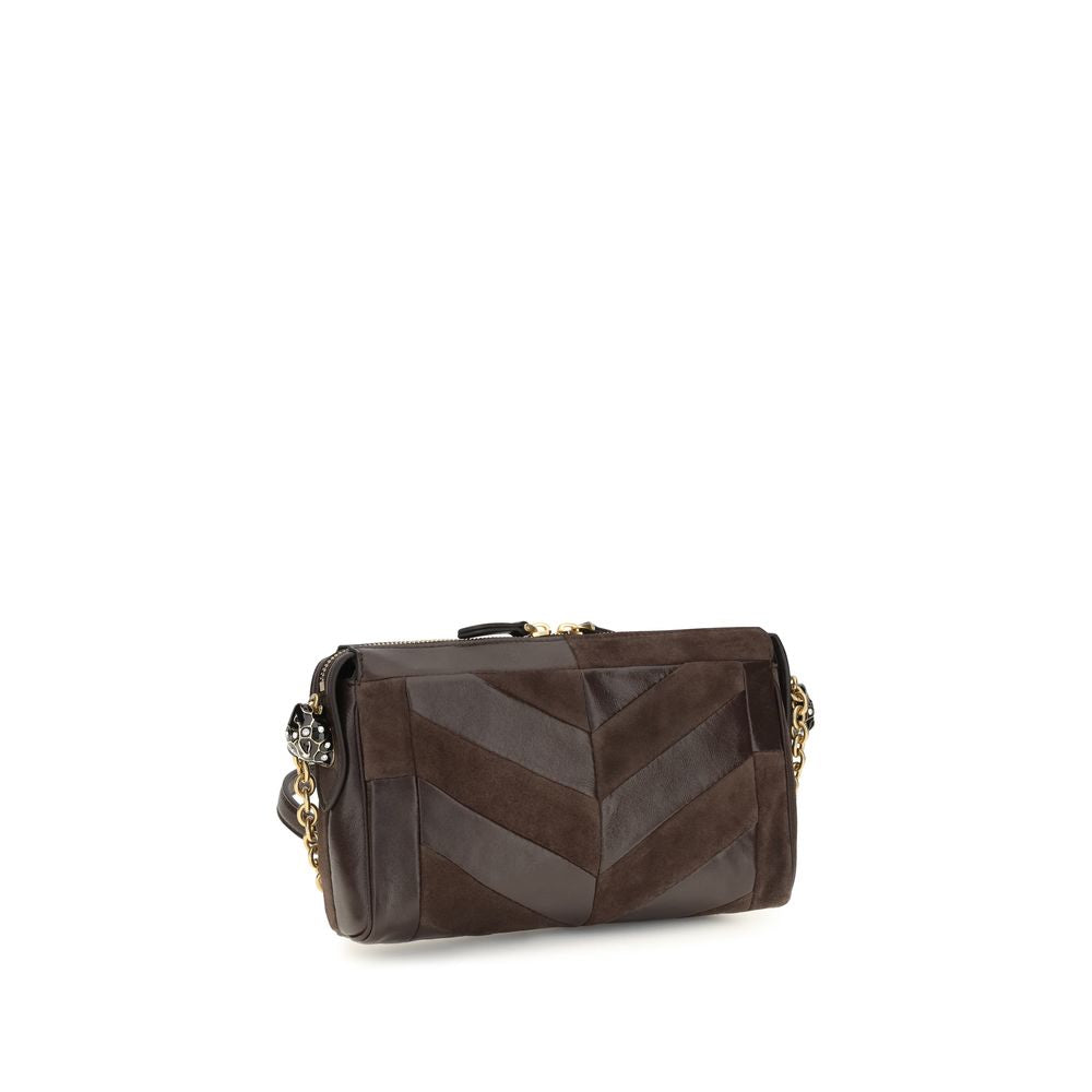 Valentino Garavani Brown Calf Leather Panthea Shoulder Bag