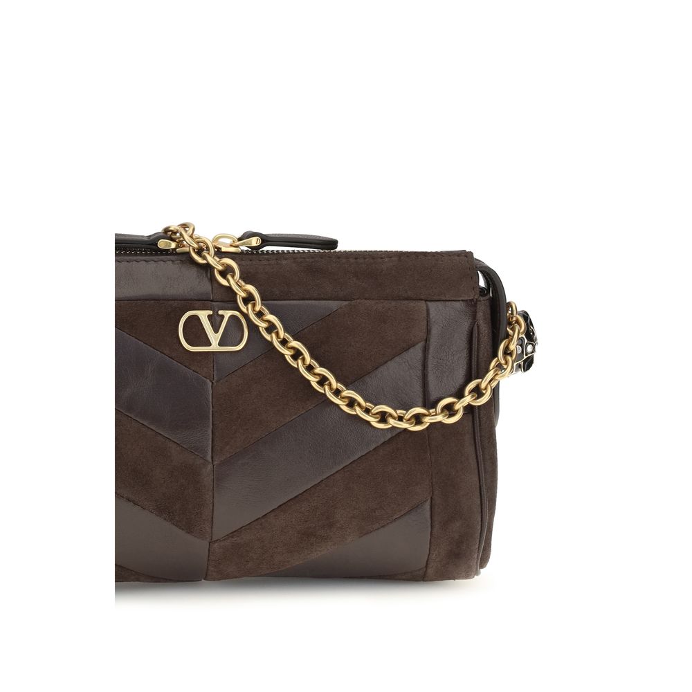 Valentino Garavani Brown Calf Leather Panthea Shoulder Bag