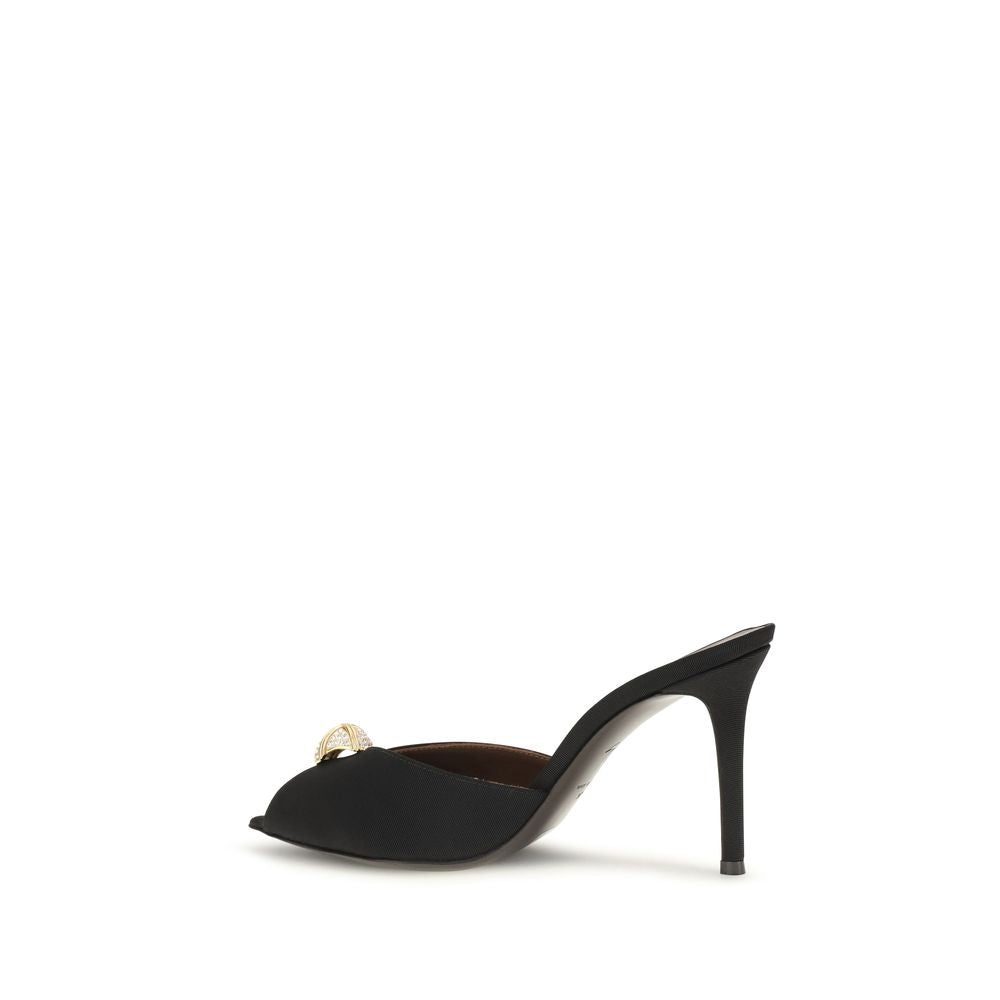 Giuseppe Zanotti Black Calf Leather Bos Taurus Intrigo Cocktail Mules Sandals
