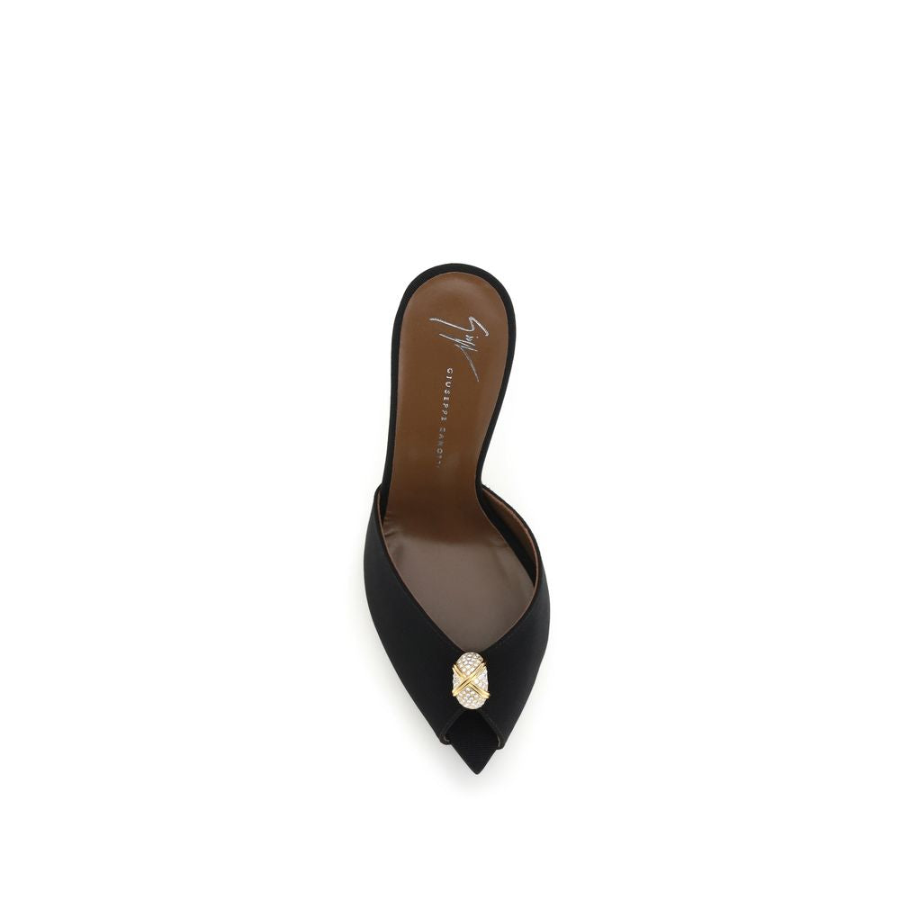 Giuseppe Zanotti Black Calf Leather Bos Taurus Intrigo Cocktail Mules Sandals