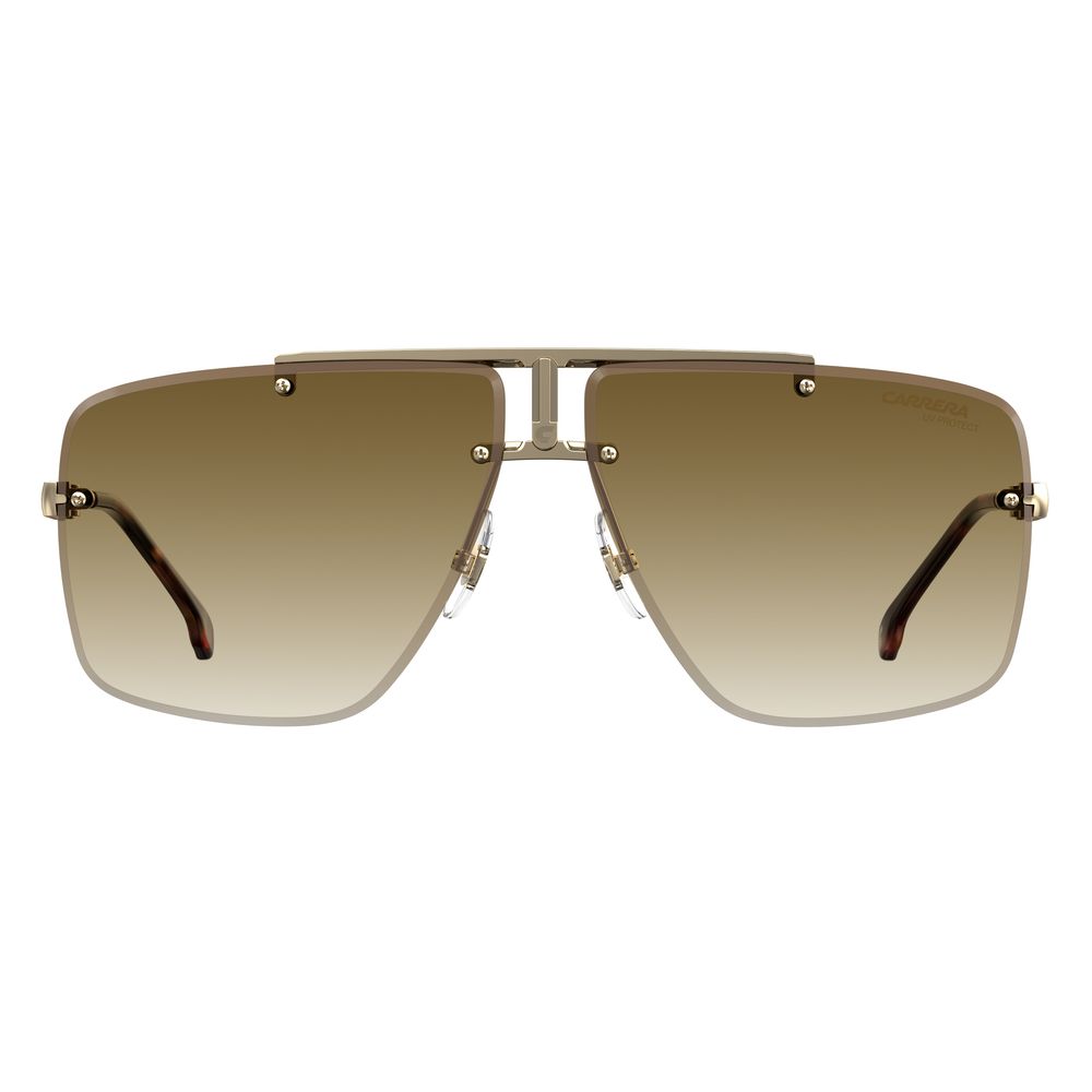Carrera Gold Metal Sunglasses – Unisex, Gradient Greenish Brown Lenses