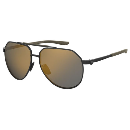 Under Armour Black Metal Aviator Sunglasses, Mirrored Copper Lenses