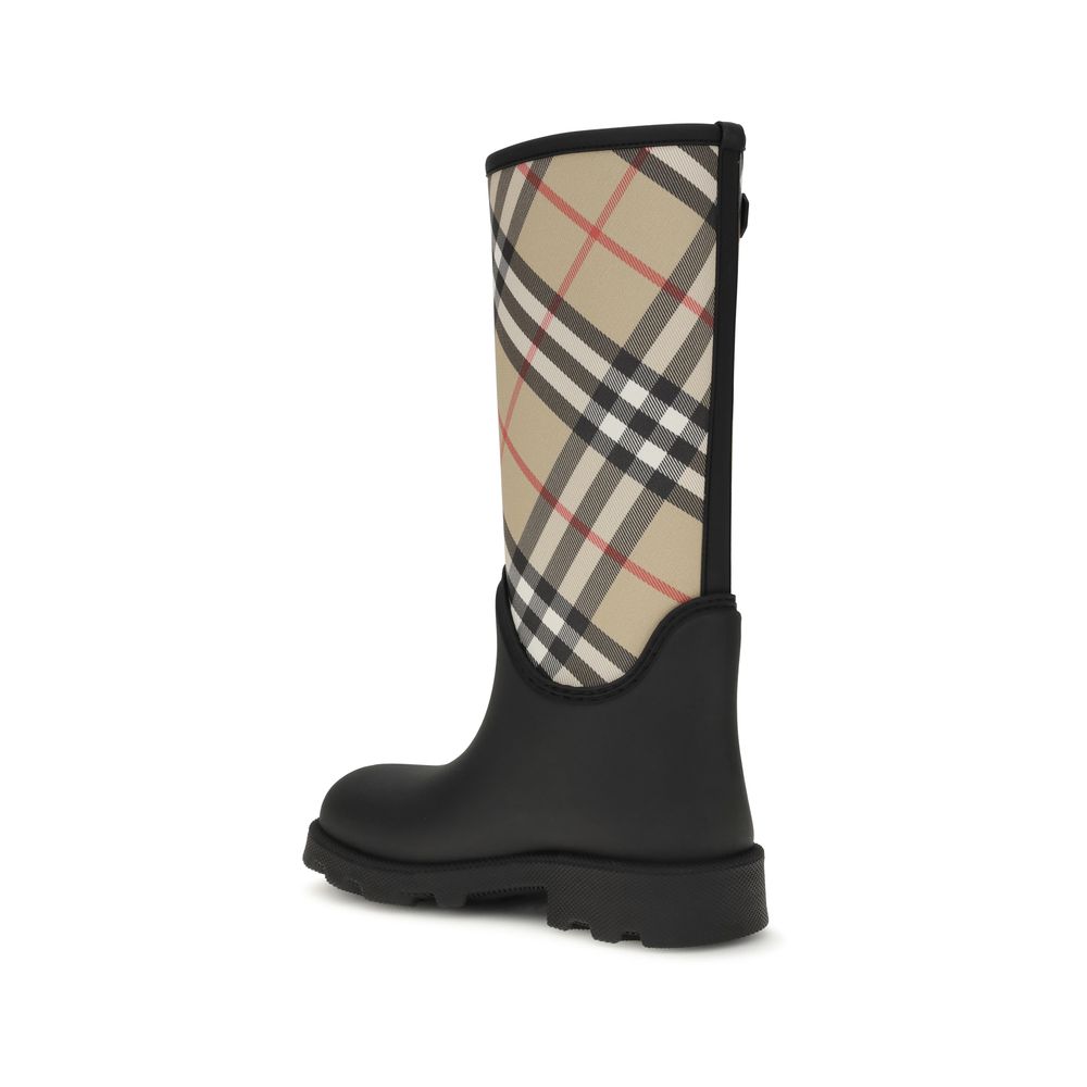 Burberry Black Rubber Rain Boots for Women