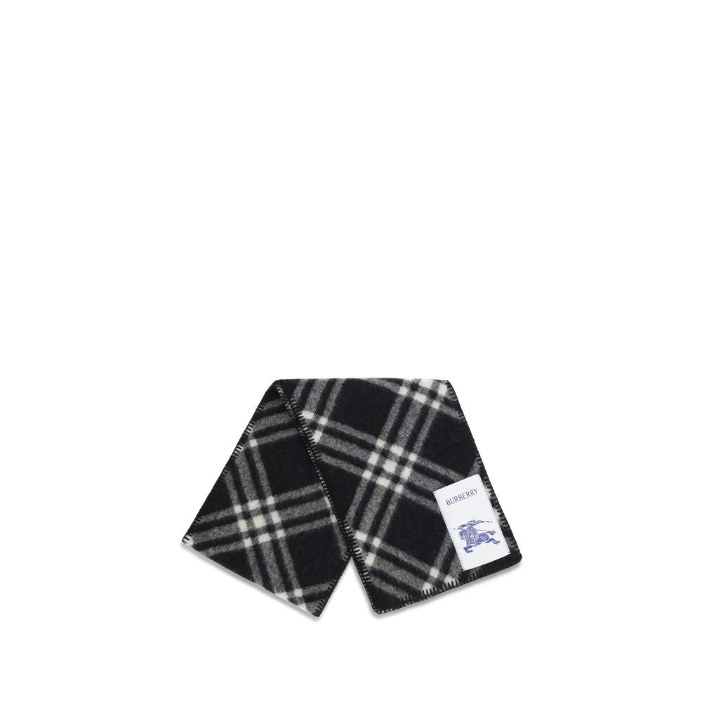 Burberry Black Wool Check Scarf